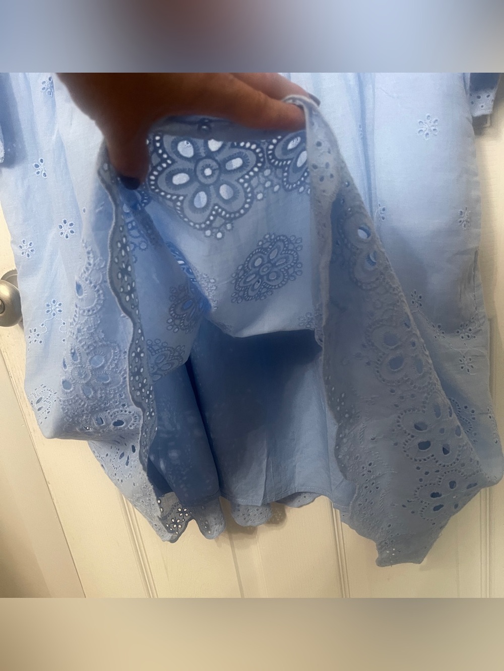 Anniewear Boutique Sky Blue Lined Baby Doll Eyelet Dress Size XL NWT - Picture 6 of 11